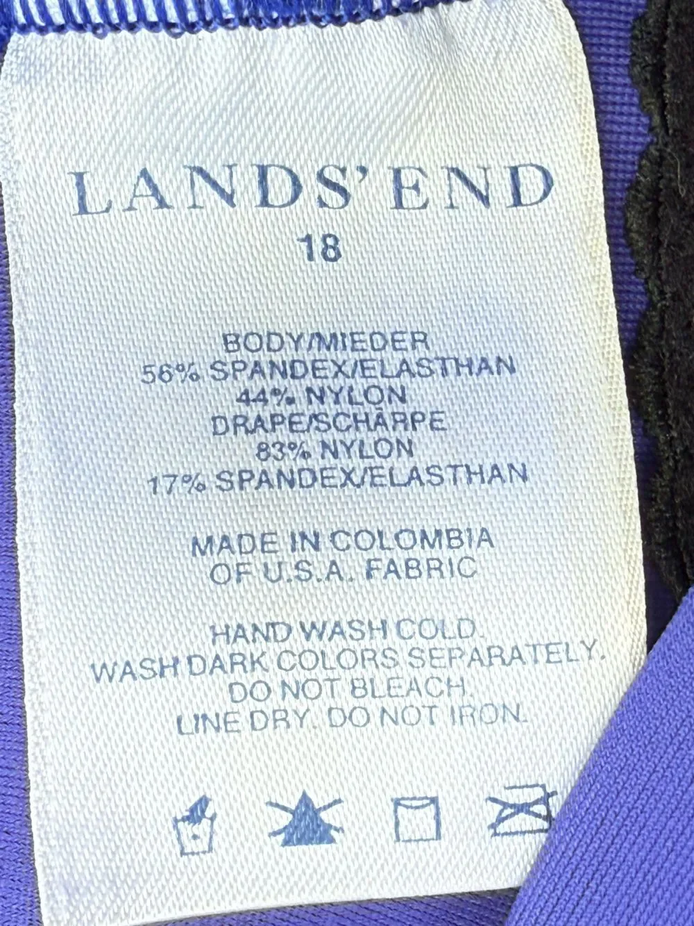 Lands' End Ruched Multi-Way V-Neck Halter One-Piece Swimsuit size 18